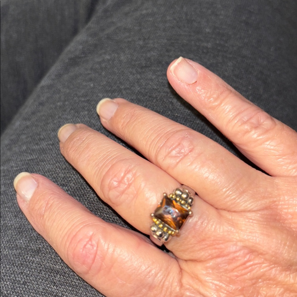 Brown stone ring set in silver